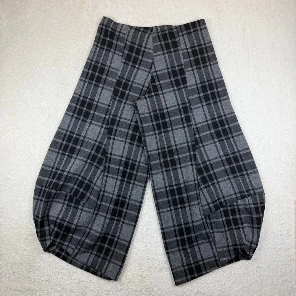 Y2K Plaid Balloon Capri Pants Womens Large Avant Garde Bubble Hem Goth 32
